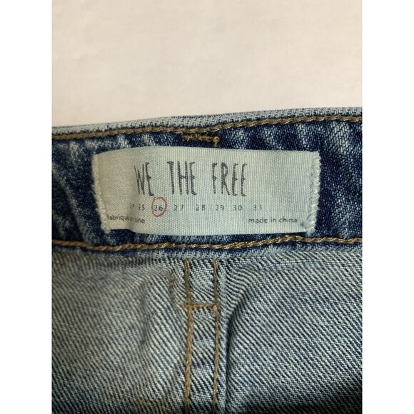 We the Free Skirt Womans 26 Blue Denim Mini Skirt Full Zipper Raw Hem Minimalist - Picture 3 of 6